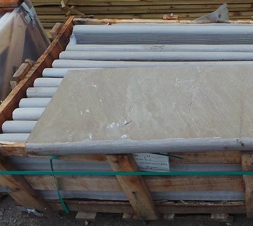 RAJ GREEN SANDSTONE BULLNOSE STEPS COPING